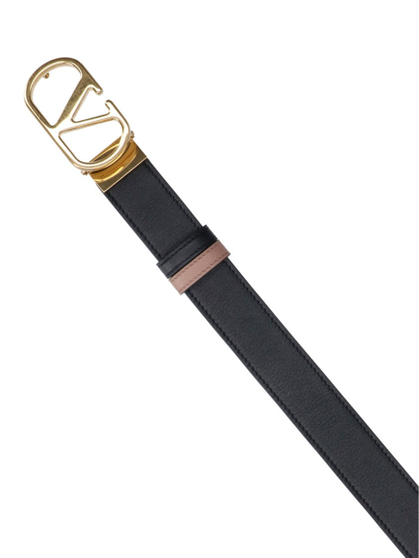 Valentino Garavani Black Reversible Vlogo Signature Calfskin Belt