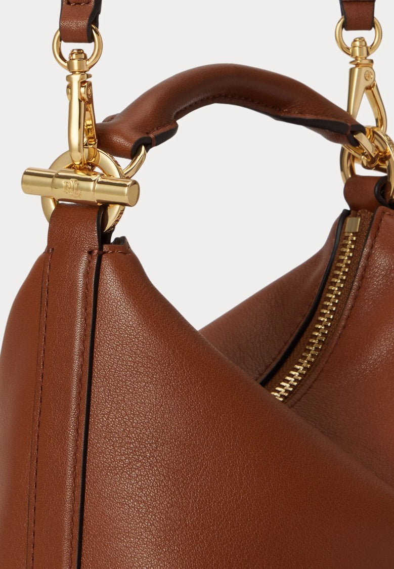 Lauren Ralph Lauren Structured Handbag In Rich Brown Leather