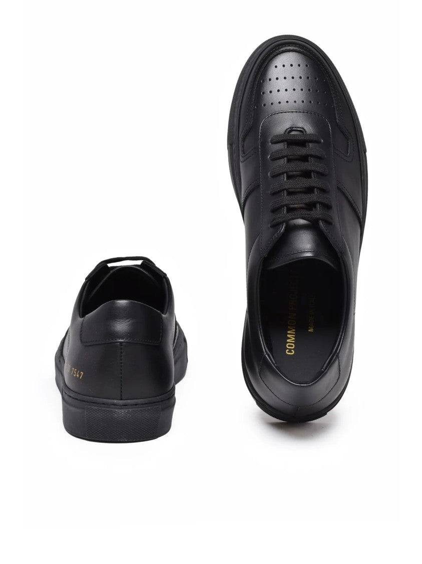 Woman By Common Projects Black Bball Minimalist Leather Low-Top Sneakers