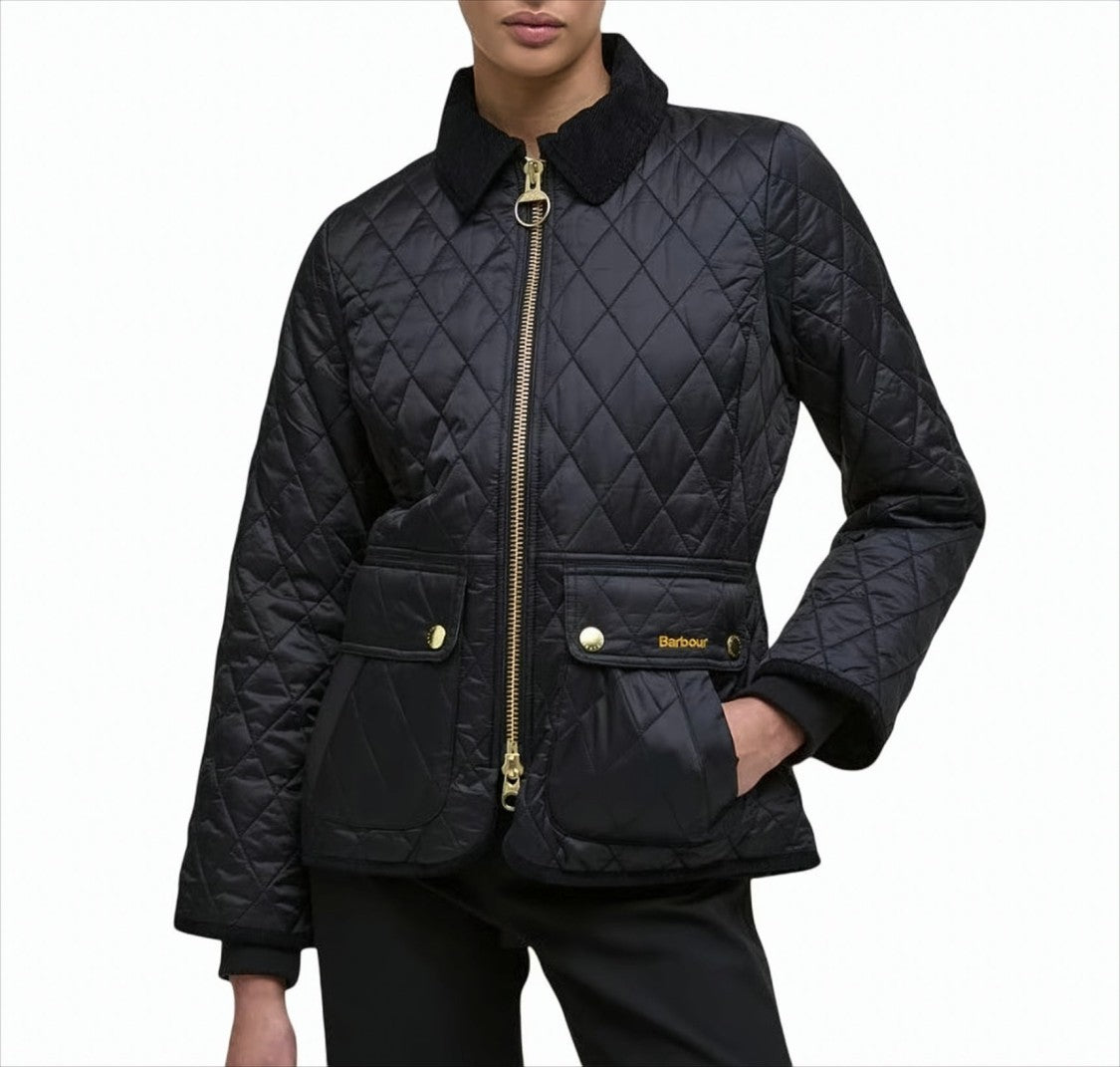 Barbour Fitted Beadnell Quilted Jacket With Corduroy Trim