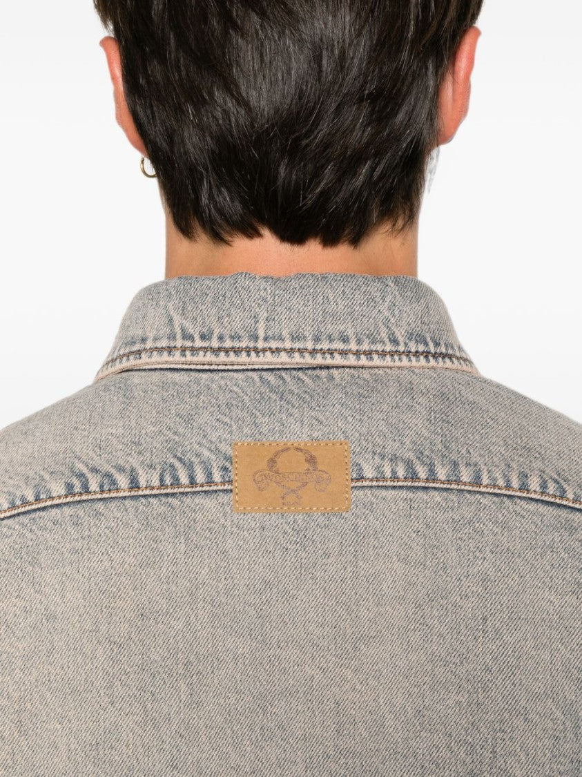 Moschino Washed Grey Silk And Nylon Casual Shirt