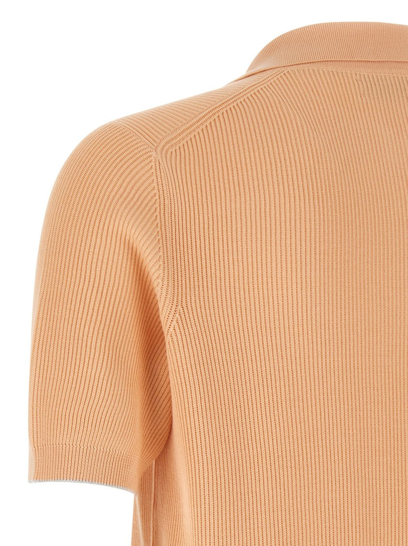 Brunello Cucinelli Ribbed Cotton Knit Polo Shirt
