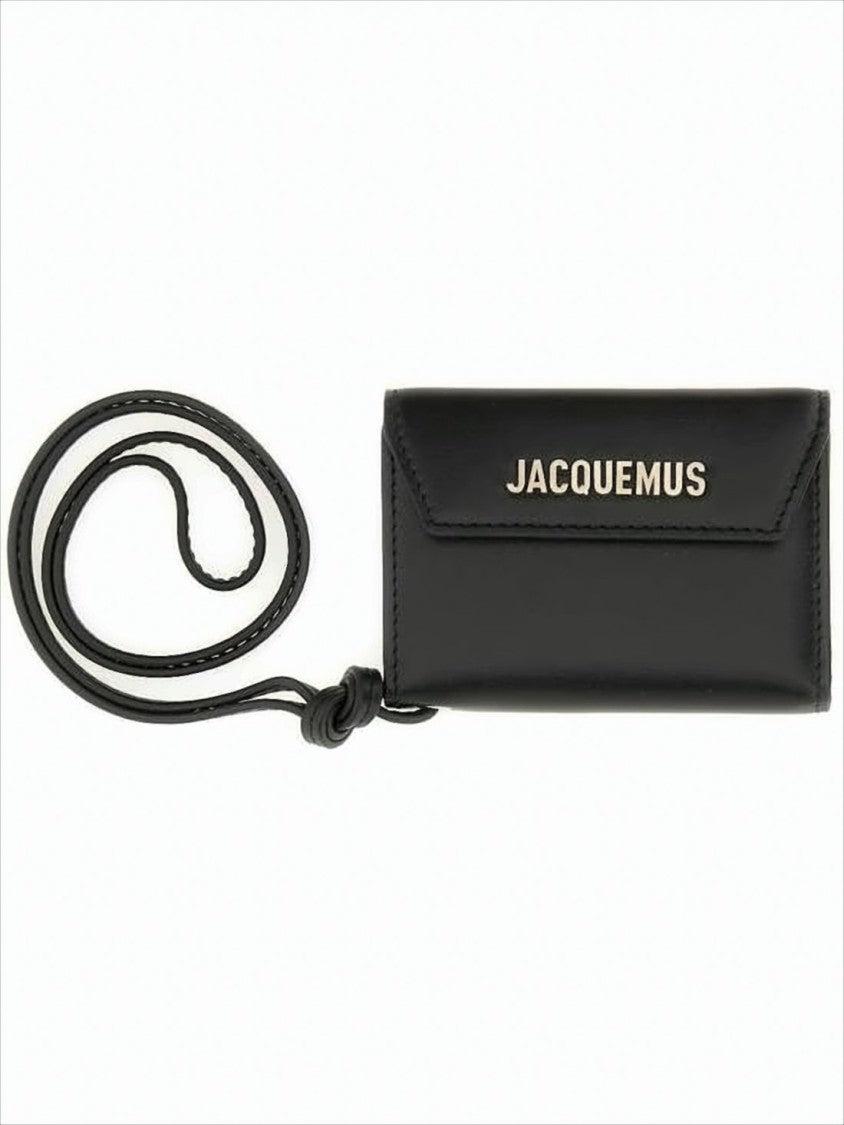 Jacquemus Rectangular Black Leather Card Wallet With Logo Detailing
