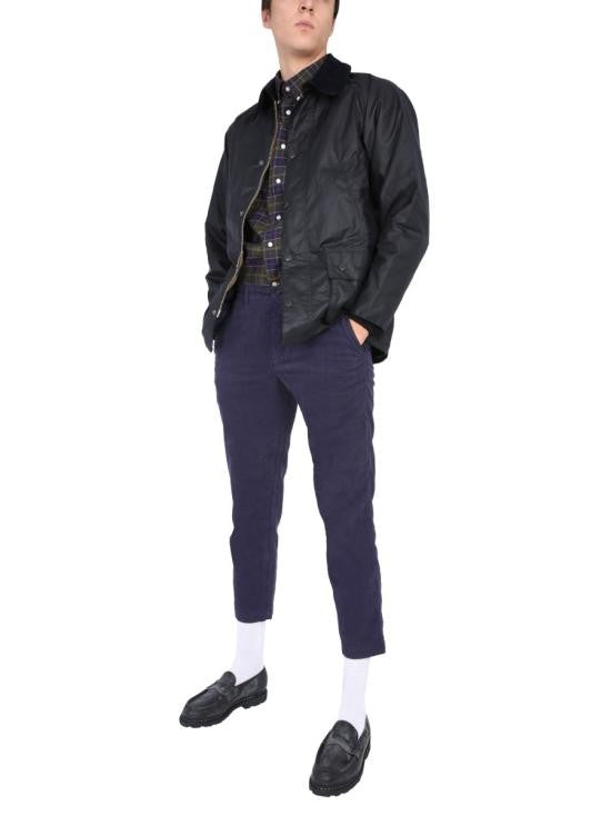 Barbour Black Waxed Cotton Barbour Jacket With Corduroy Collar