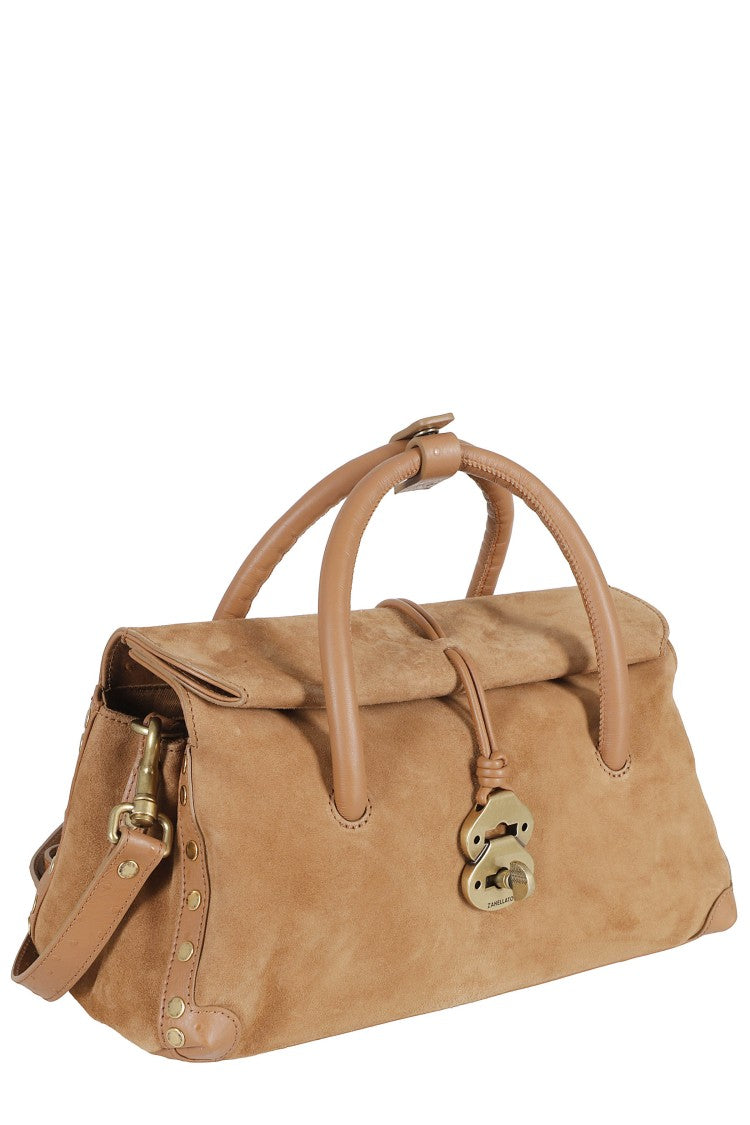 Zanellato Brown Dotta Zashmere S Suede Swivel Buckle Leather Shoulder Bag