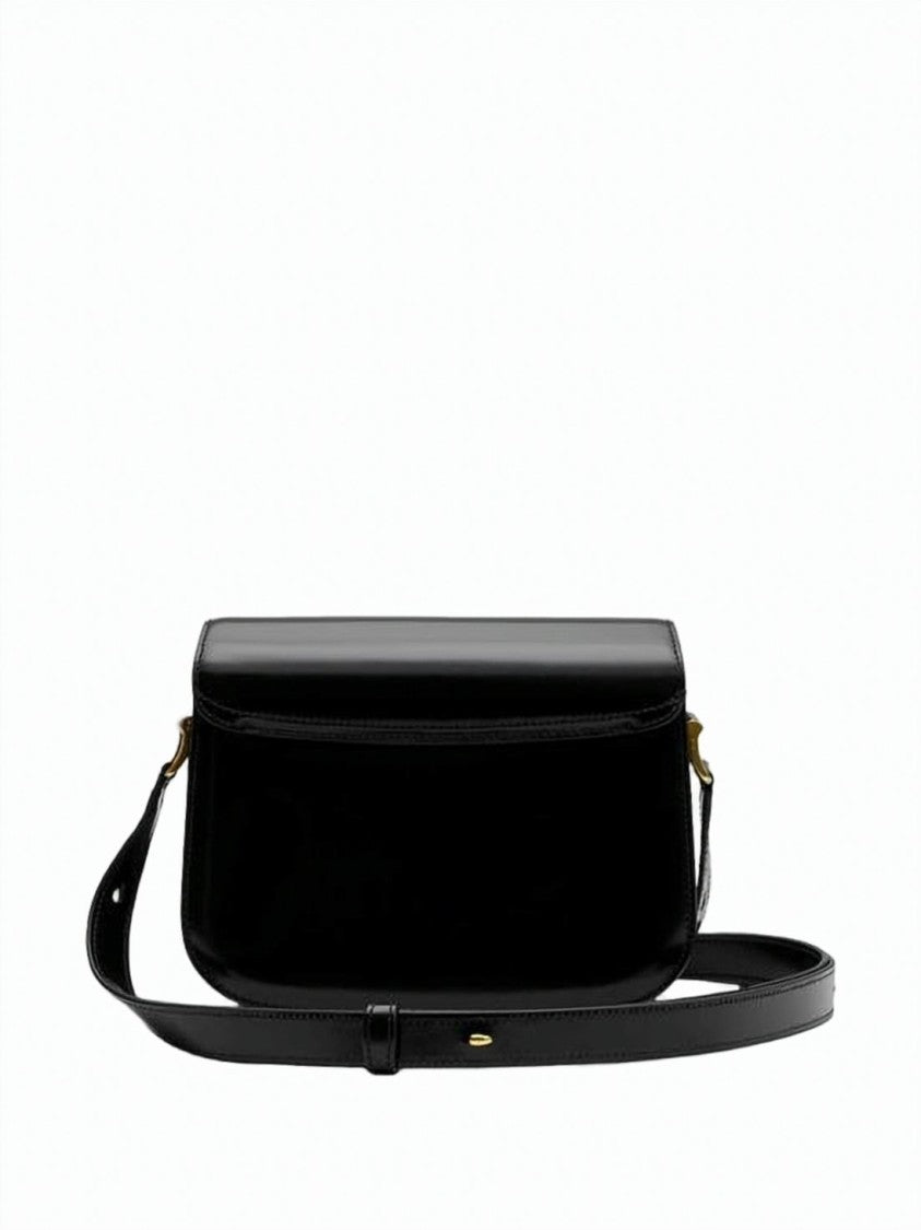 Ami Paris Glazed Calfskin Leather Crossbody Bag With Heart Logo