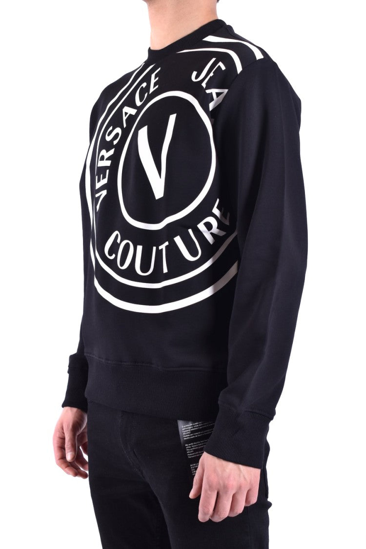Versace Jeans Couture Black Sweatshirt With Bold Logo Print