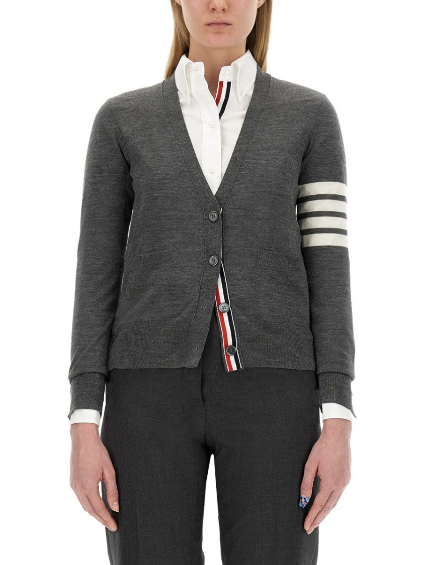 Thom Browne Relaxed Fit Cardigan With Striped Detail