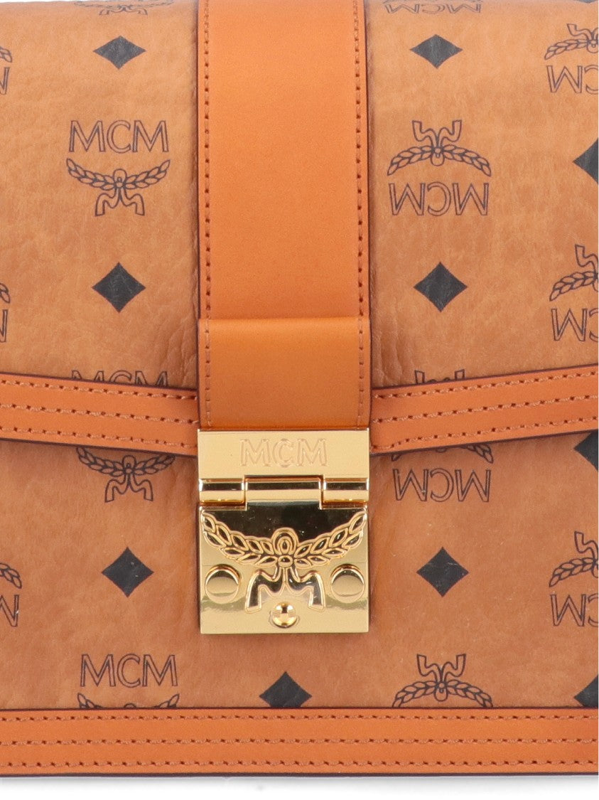 Mcm Brown Tracy Visetos Logo Shoulder Bag