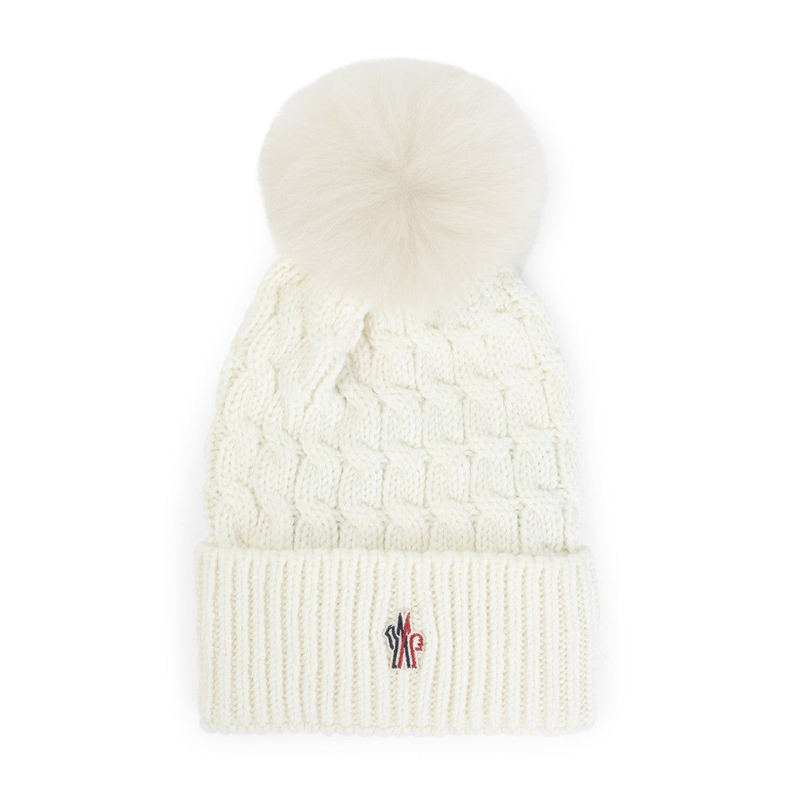 Moncler Grenoble Cable Knit Virgin Wool Beanie With Pom-Pom Detail
