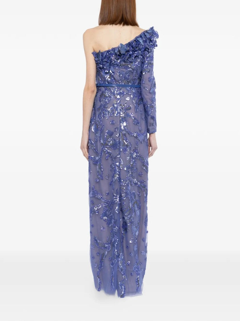 Saiid Kobeisy One-Shoulder Embroidered Tulle Dress