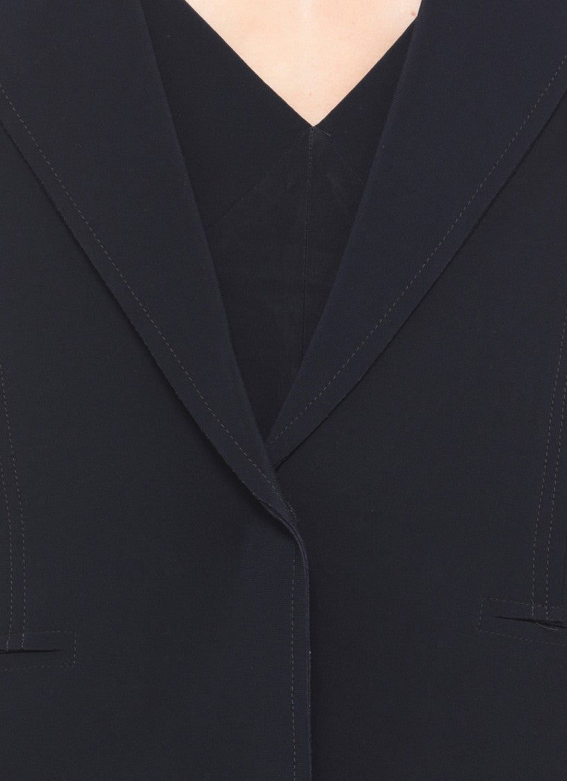 Norma Kamali Blue Velcro Peak Lapel Blazer