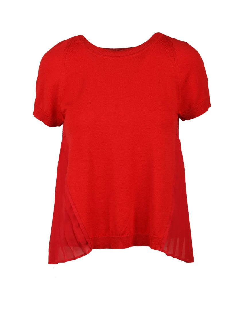 Meimeij Red Voile Back Detail Polyester Blouse