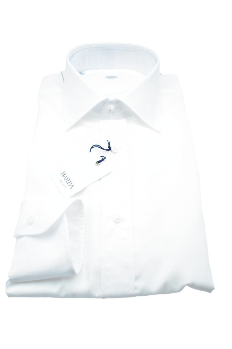 Barba White 100% Cotton Semi-Slim Fit Shirt