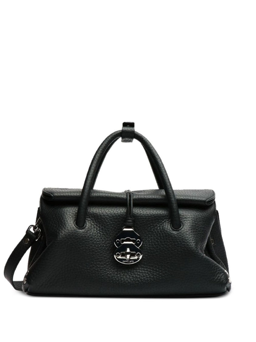 Zanellato Black Textured Finish Leather Top Handle Bag