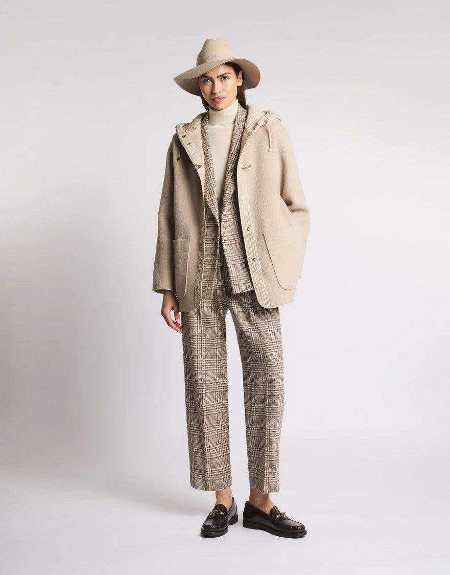 Fay Bimaterial Caban With Hood And Toggle Closure