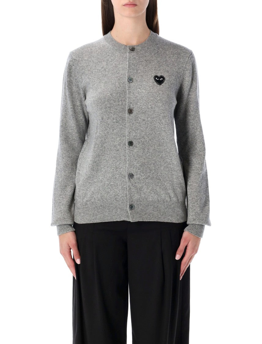 Comme Des Garçons Play Wool Cardigan With Crystal Heart
