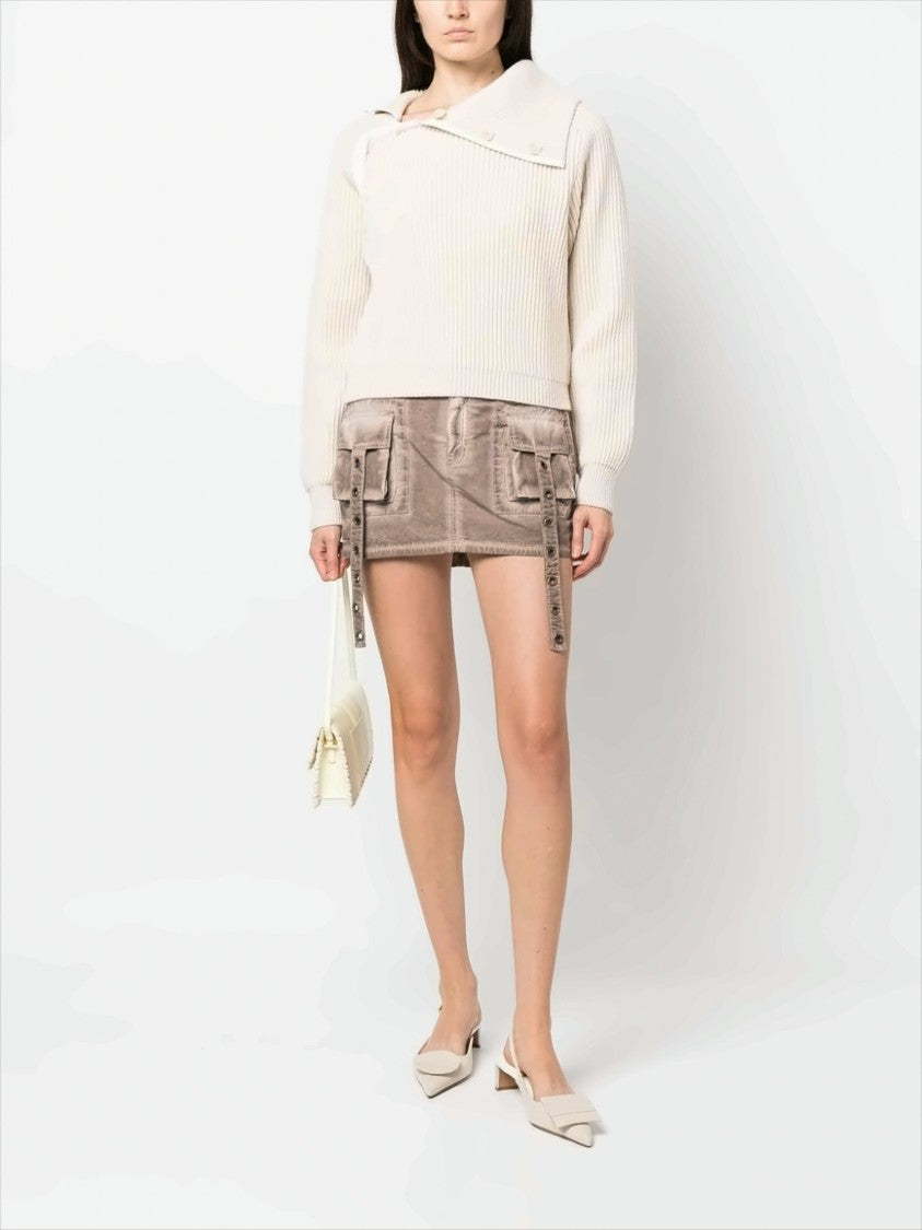 Jacquemus Mock Neck Ribbed Knit Sweater