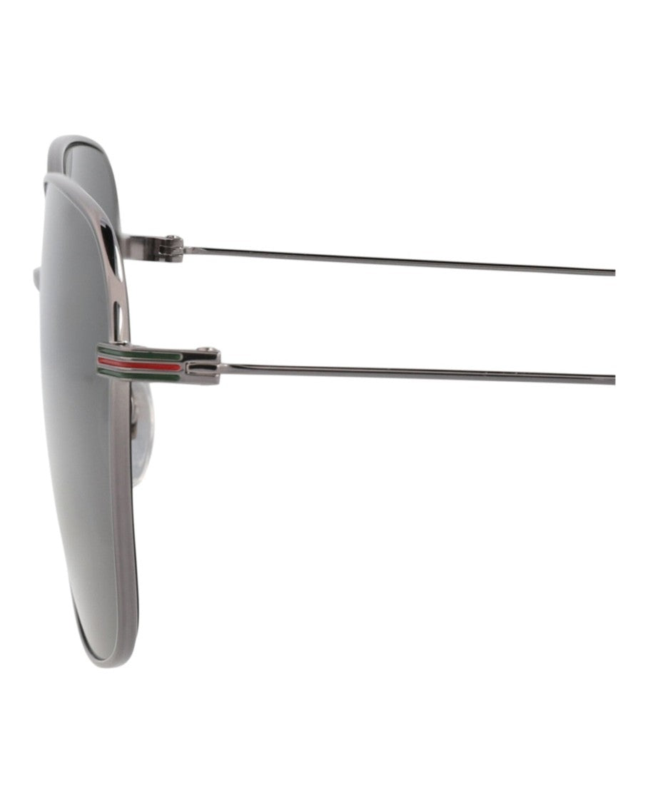 Gucci Square-Frame Metal Sunglasses With Adjustable Nosepads And Protective Case