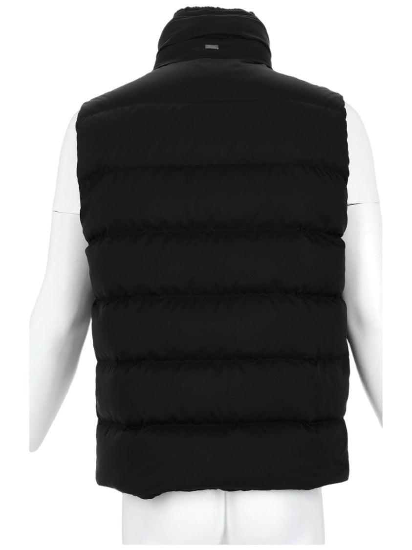 Herno Padded Gilet With Horizontal Quilted Sections And Stand Collar
