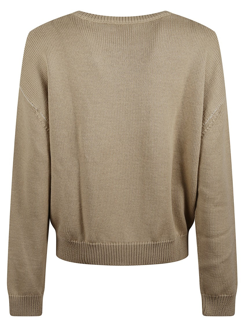 A.P.C. Beige Contrasting Logo Wool Sweater