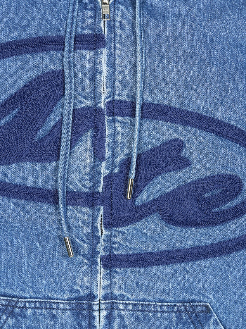 Arte Blue Split Logo Denim Hoodie Jacket