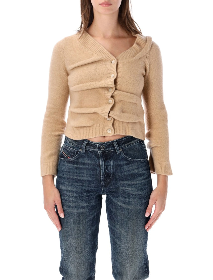Diesel Ribbed V-Neck Cropped Knit Cardigan
