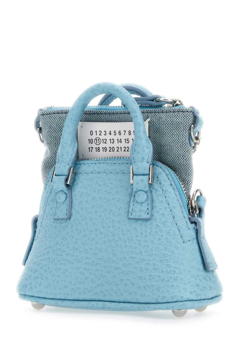 Maison Margiela Light Blue Leather And Fabric 5Ac Classique Baby Handbag
