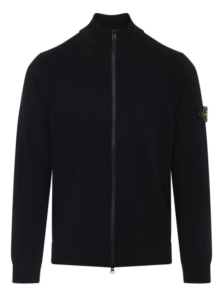 Stone Island Full-Zip Black Knit Sweater