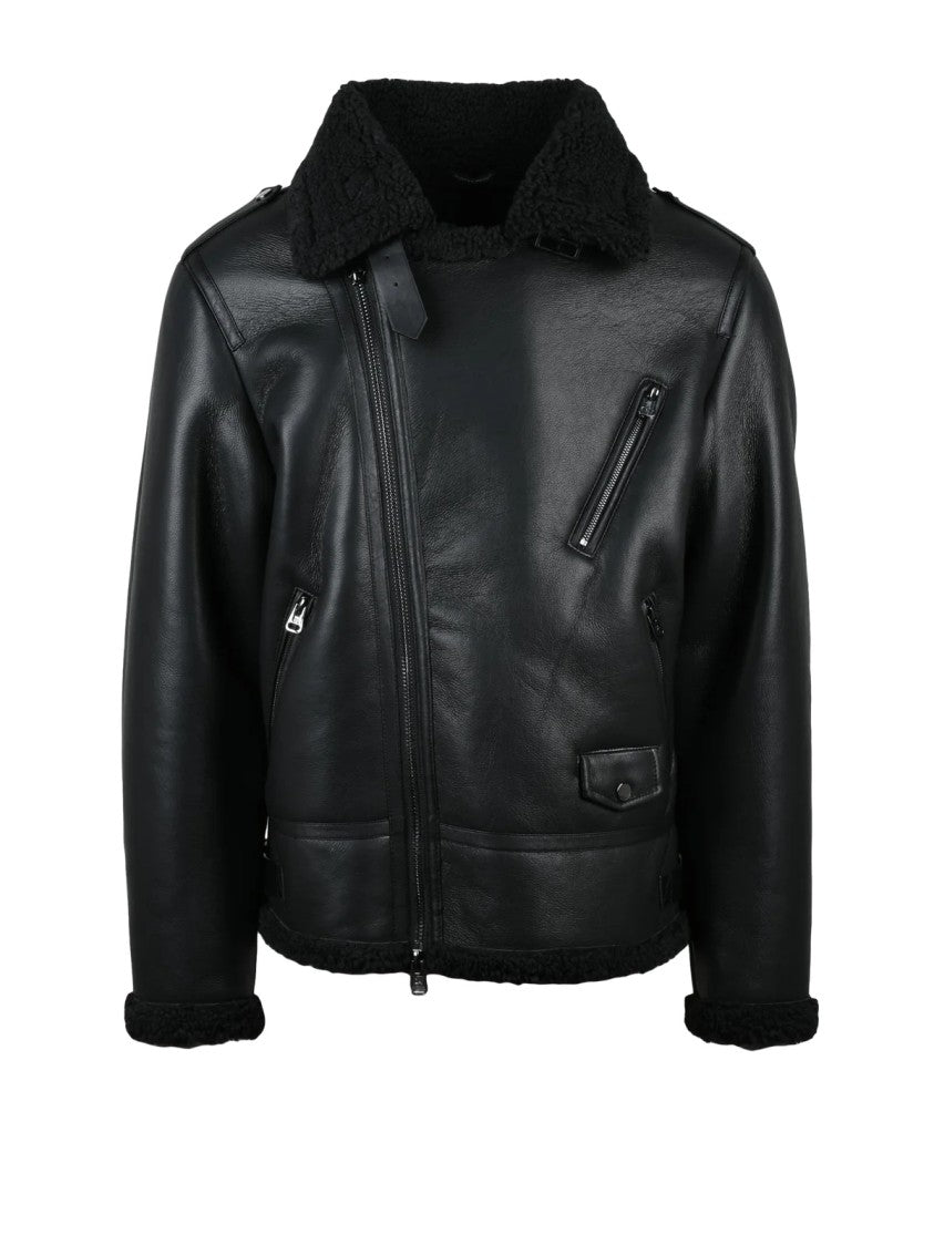 Daniele Alessandrini Eco Biker Jacket With Plush Lining And Zippered Pockets