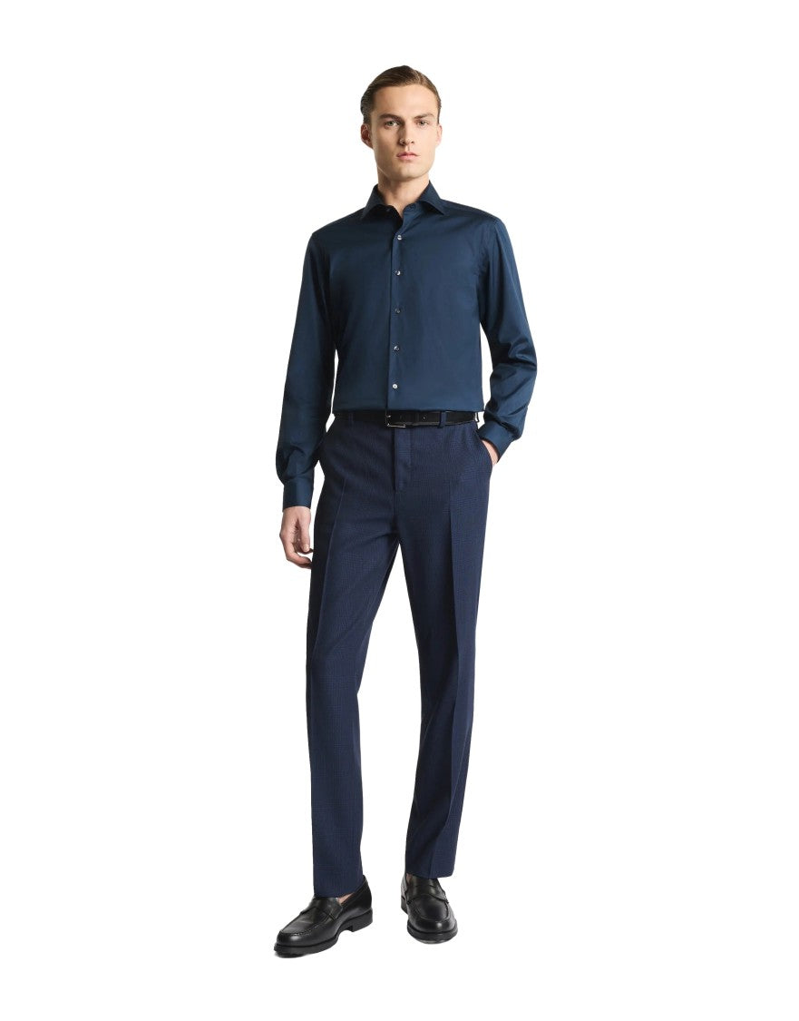 Fay Navy Blue Stretch Fabric Shirt