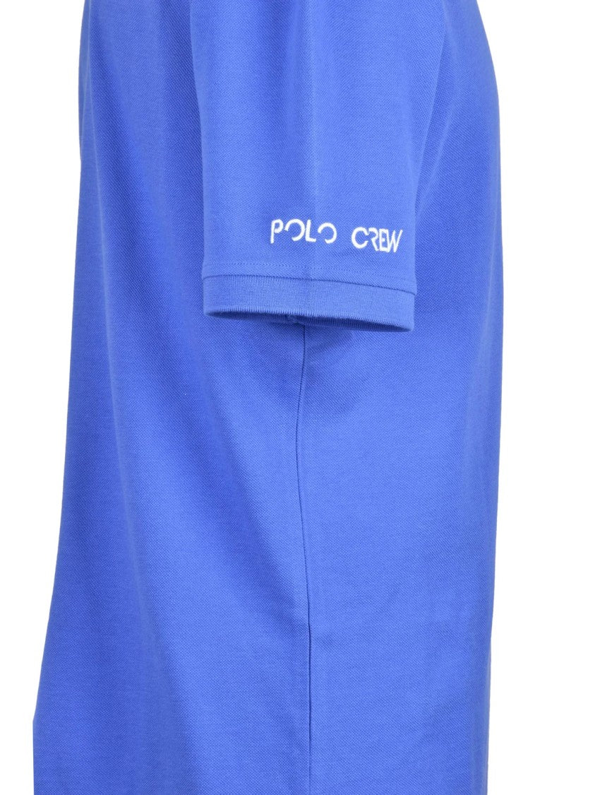 La Martina Blue Embroidered Cotton Polo Shirt
