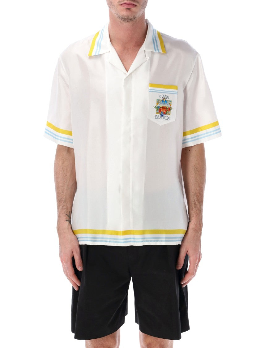 Casablanca Tennis Landscape Twill Silk Shirt