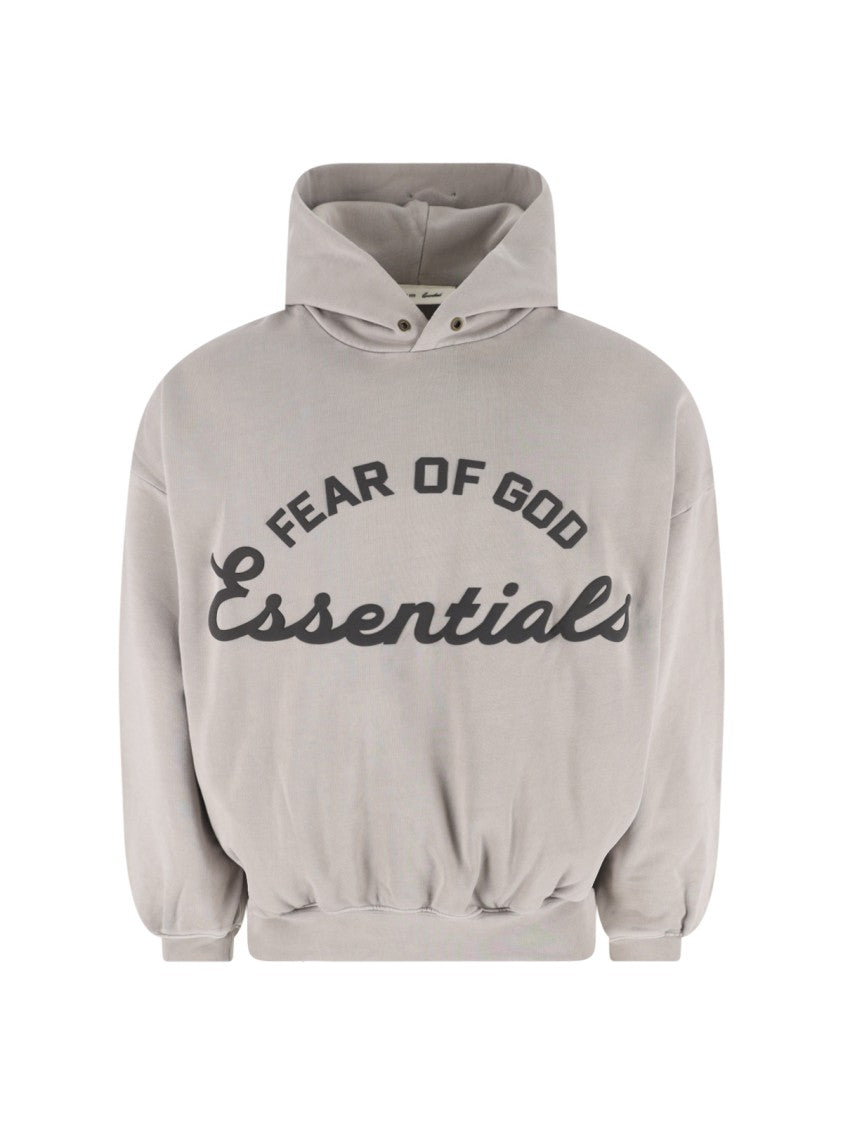 Fear Of God Essentials Black Oversized Arched Logo Hooded Sweatshirt