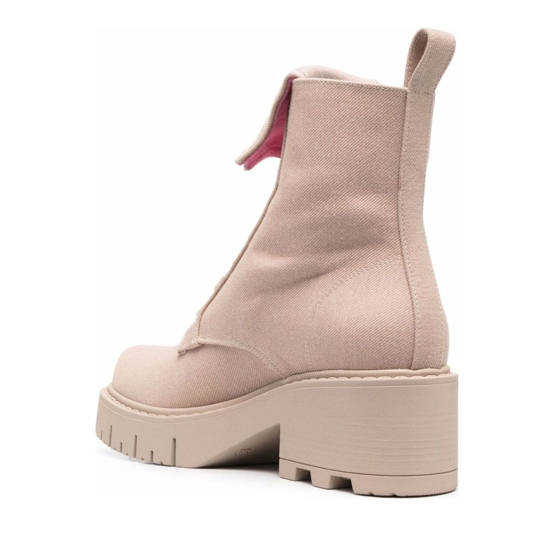 Chiara Ferragni Beige Embroidered Eye Motif Leather Ankle Boots