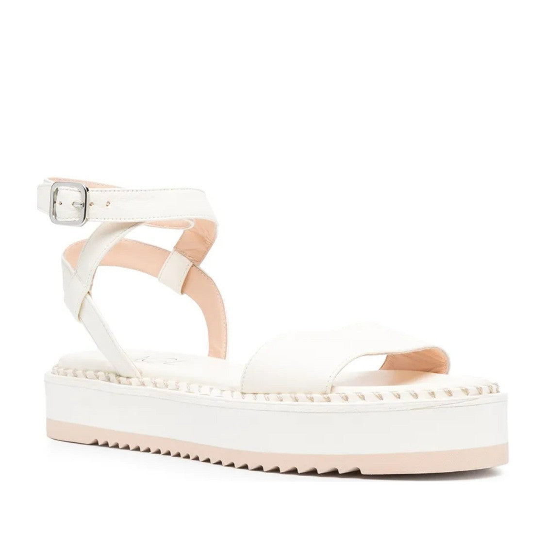 Agl White Myrte Leather Crisscross Strap Sandals