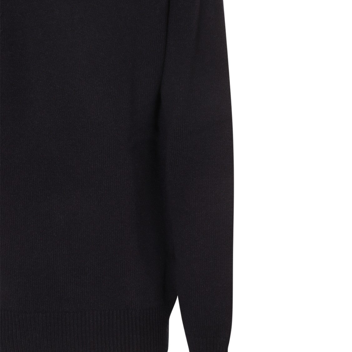 Jil Sander Round Neck Blue Cashmere Jumper With Ribbed Detailing
