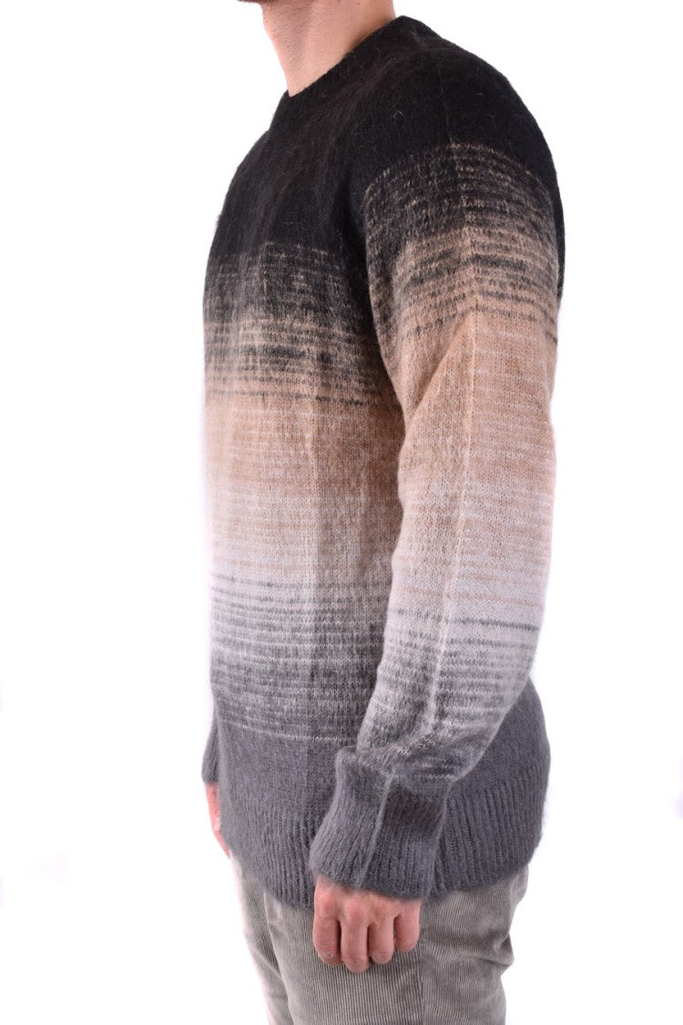 Laneus Multicolor Gradient Knit Sweater Fuzzy Texture