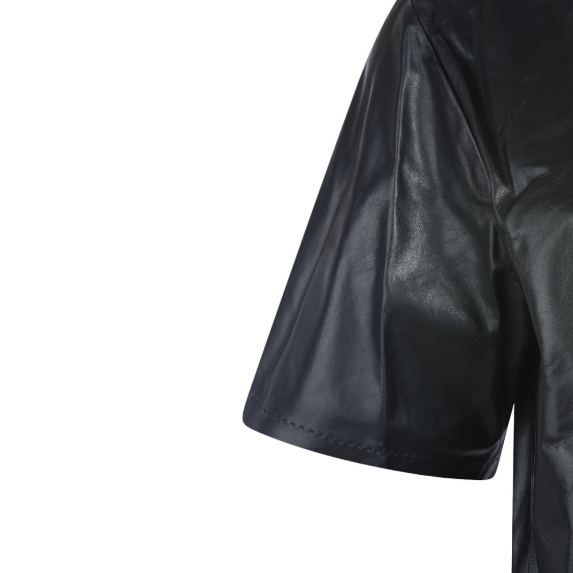 Amiri Short-Sleeve Black Leather Jacket With Classic Collar