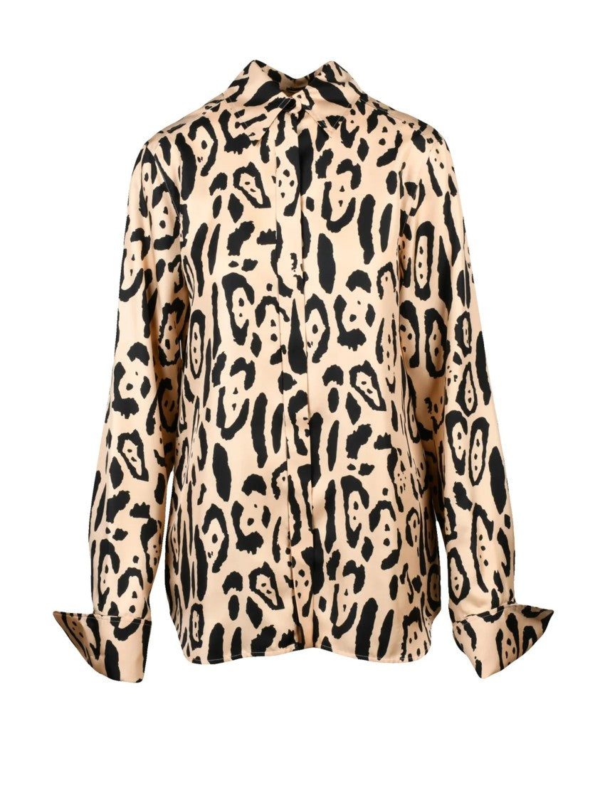 Sportmax Fluid Silk Shirt With Abstract Animal Pattern