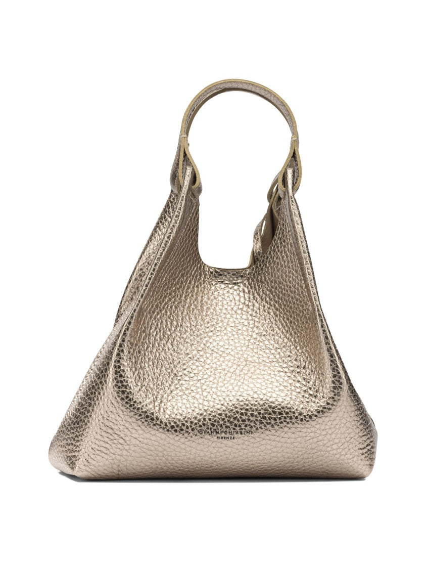 Gianni Chiarini Textured Metallic Leather Handbag With Detachable Strap