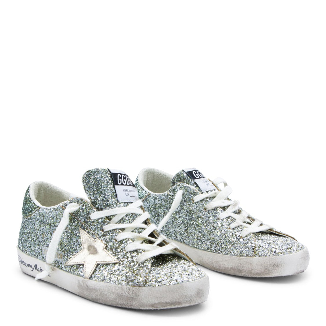 Golden Goose Silver Glitter-Covered Low-Top Sneakers
