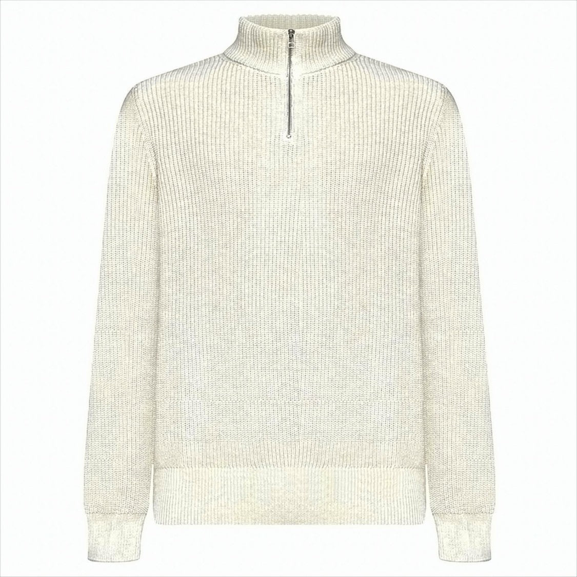 A.P.C. Ribbed Knit Pullover With Half-Zip Collar
