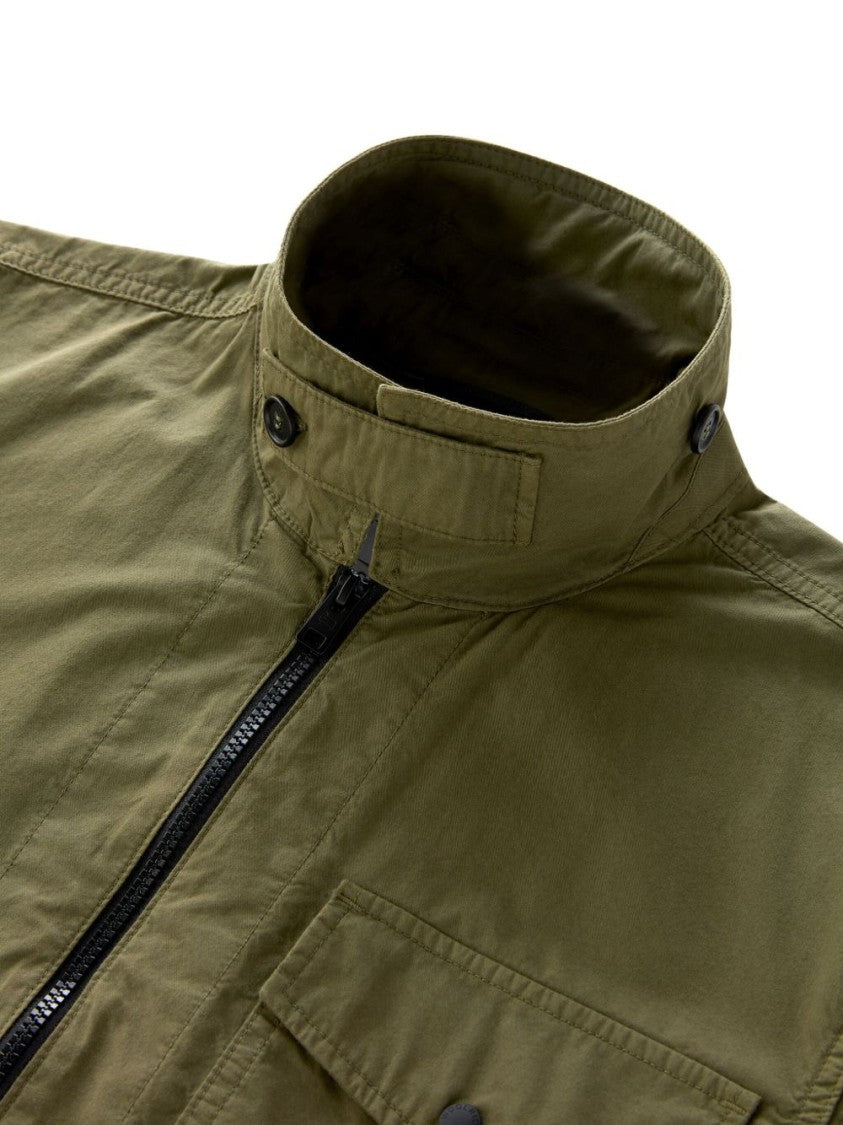 Woolrich Olive Green Cotton Gabardine Oversized Shirt