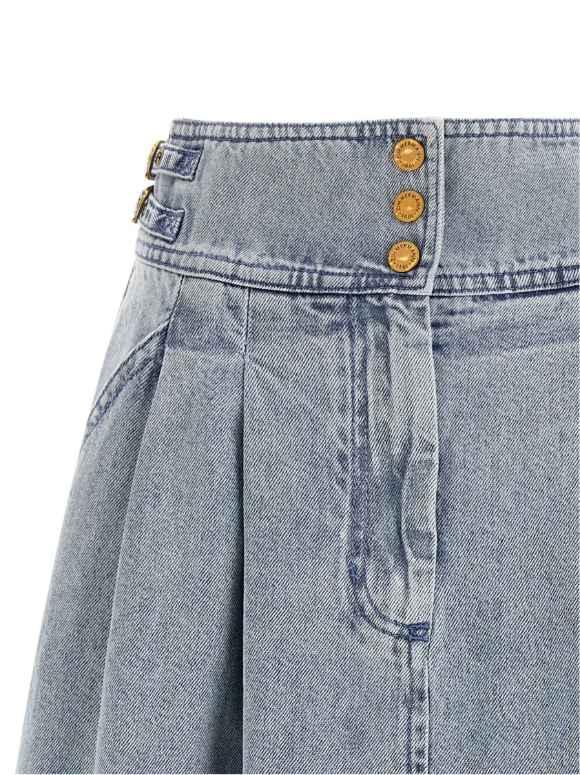Zimmermann High-Waisted Midi Denim Skirt With A-Line Silhouette