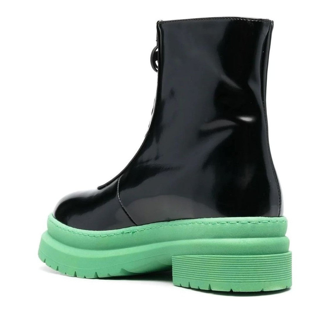 Chiara Ferragni Black Cf Gummy Glossy Mint Green Sole Ankle Boots