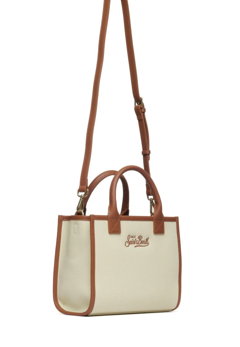 Mc2 Saint Barth Rectangular Cream Canvas Tote Bag