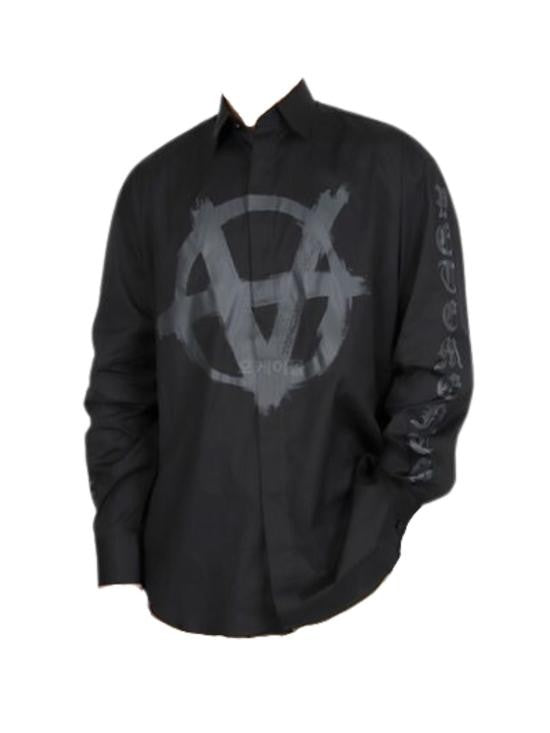 Vetements Relaxed Fit Black Blouse With Graphic Logo And Sleeve Detail