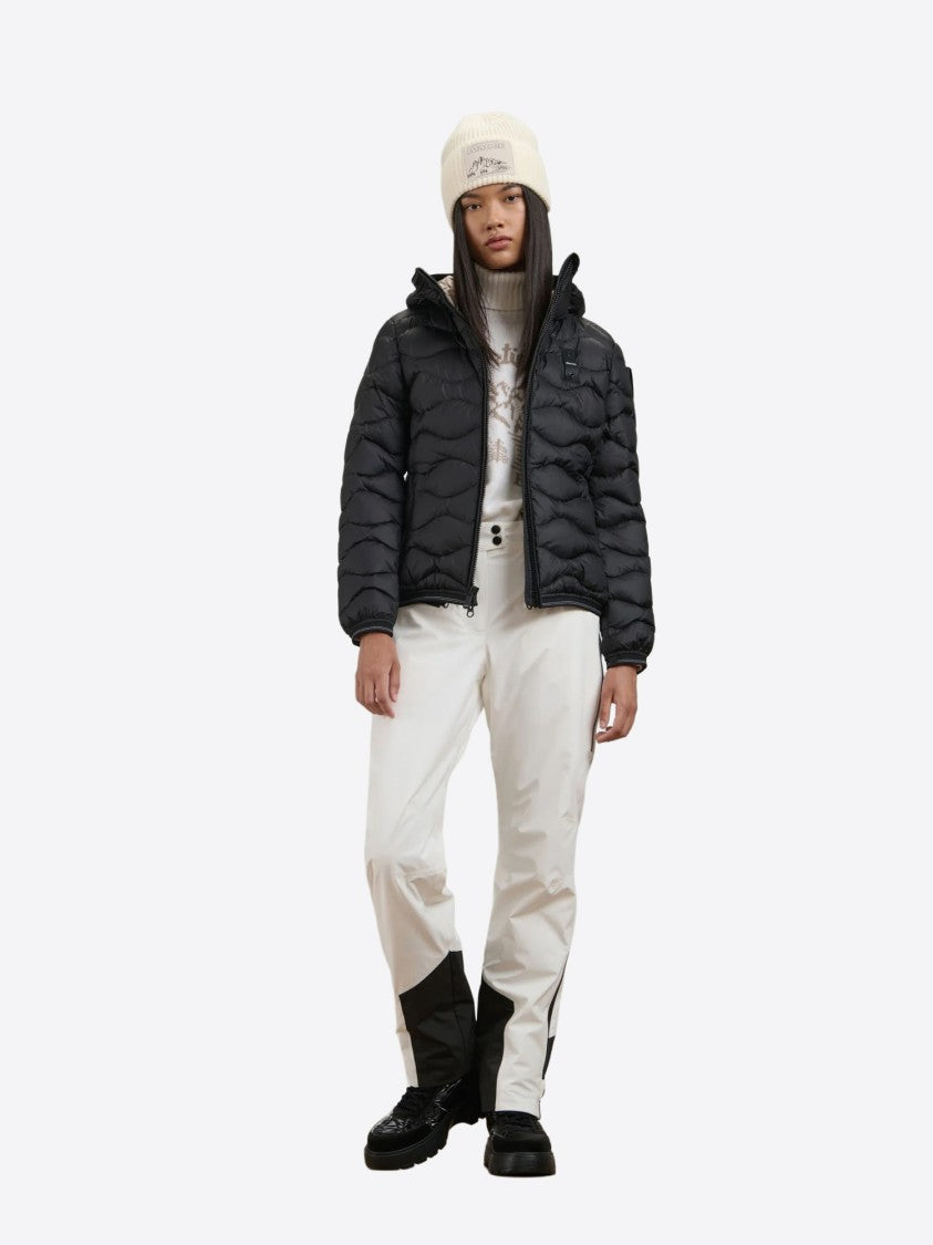 Blauer Black Wave Quilted Hooded Padded Jacket
