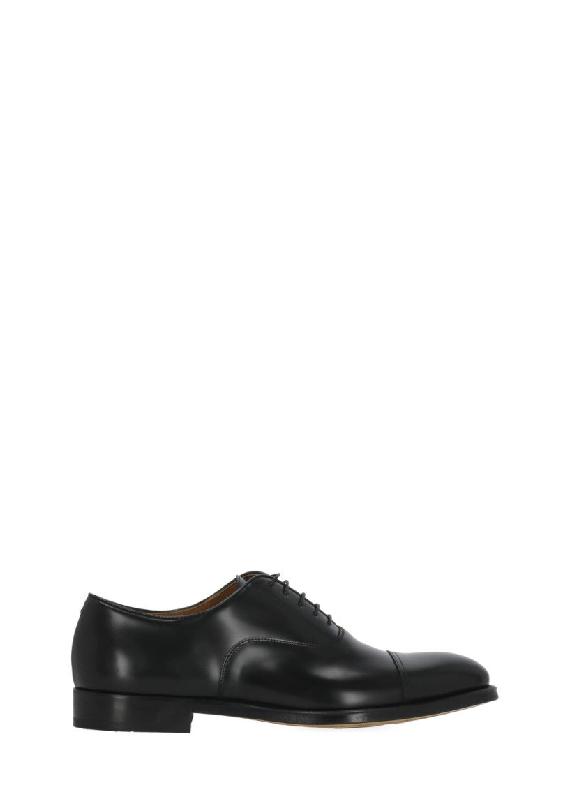 Doucal's Black Smooth Leather Lace-Up Shoes